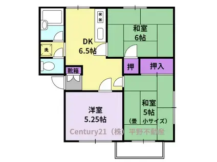 鳥栖ウエストハイツ A棟(3DK/2階)の間取り写真