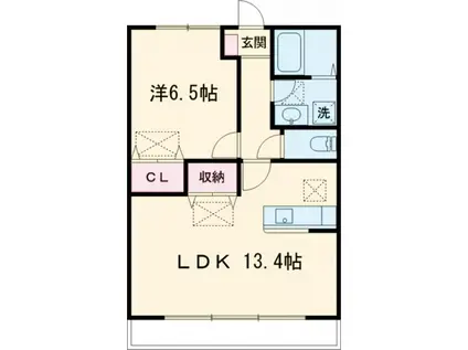 ルネス・リバーサイドKITAJIMA(1LDK/2階)の間取り写真