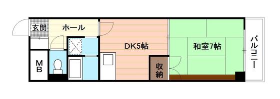イトービル3(1DK/2階)の間取り写真