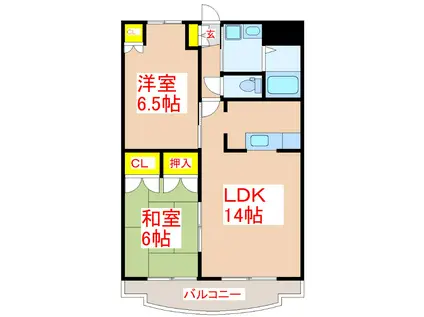 パームビーチ重富(2LDK/2階)の間取り写真