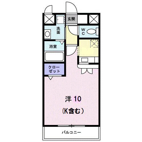 プラシードヴィラ(ワンルーム/4階)の間取り写真