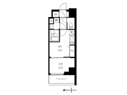 グランジット蔵前(1DK/3階)の間取り写真
