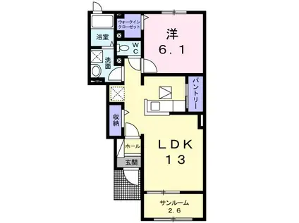 ノ-ル・ボワ II(1LDK/1階)の間取り写真