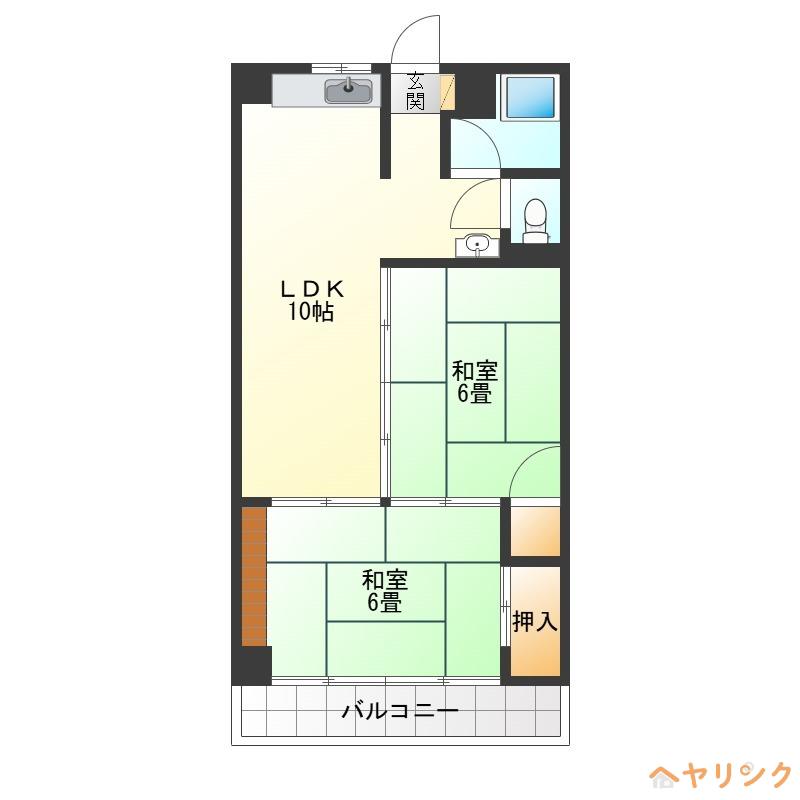 コーポ野南(2LDK/2階)の間取り写真