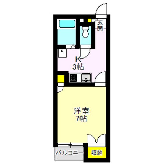 ハーベスト綿貫第3(1K/2階)の間取り写真