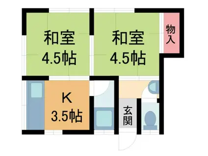豊和荘(3DK/2階)の間取り写真