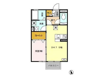 セラフィータ(1DK/2階)の間取り写真