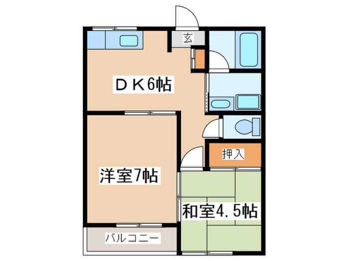 ハイツG&B(2DK/2階)の間取り写真