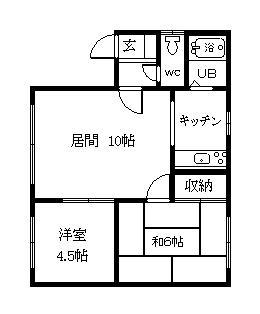 リバーサイド秋月橋NO.3(2LDK/2階)の間取り写真