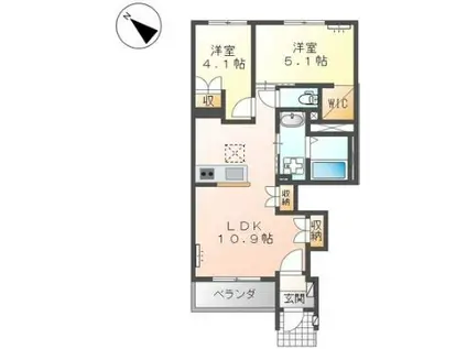 バン・テール(2LDK/1階)の間取り写真