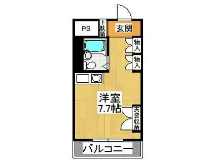 ハートハウス原木中山(ワンルーム/2階)の間取り写真