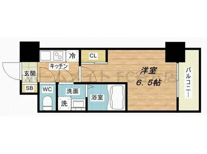 S-RESIDENCE阿波座ウエスト(1K/3階)の間取り写真