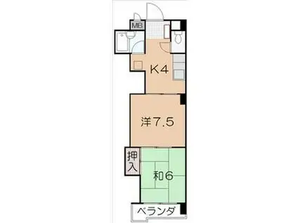 丸和マンション(2K/4階)の間取り写真