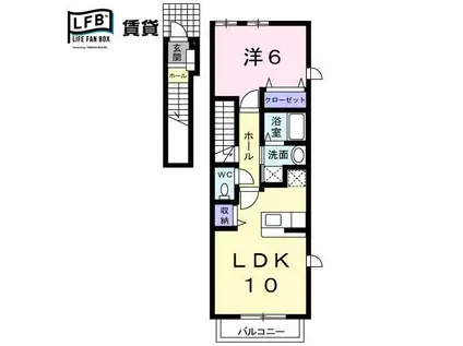 サンメゾンA(1LDK/2階)の間取り写真