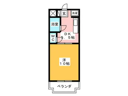 ウィステリアI(1DK/2階)の間取り写真