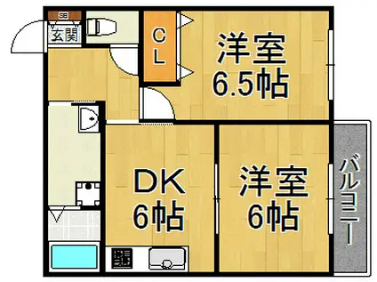 ハーモニーY・M(2DK/2階)の間取り写真