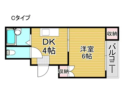 ウィステリア北島I番館(1DK/4階)の間取り写真