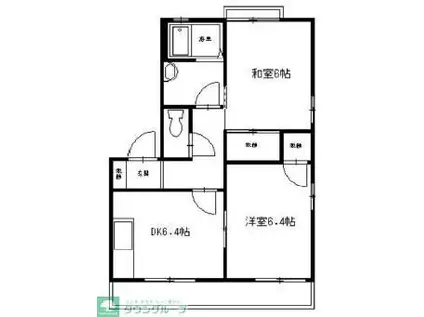 ディアコートC棟(2DK/1階)の間取り写真