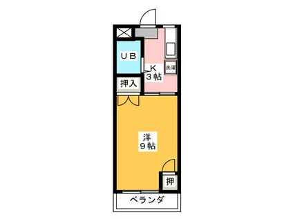 メロディハイツPARTII(1K/3階)の間取り写真