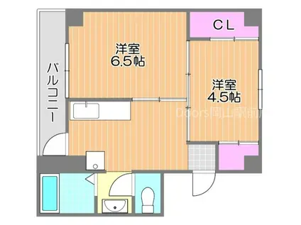ヴィラナリー国ヶ原 2号棟(2K/3階)の間取り写真