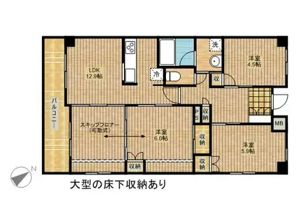 ルネス・デルフィー(3LDK/3階)の間取り写真