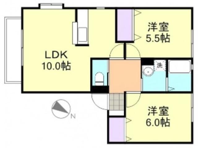 サンビレッジコスモス A(2LDK/2階)の間取り写真