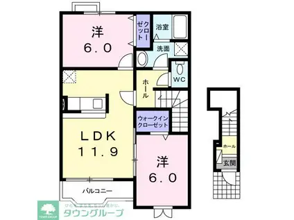 メゾントールHIRO(2LDK/2階)の間取り写真