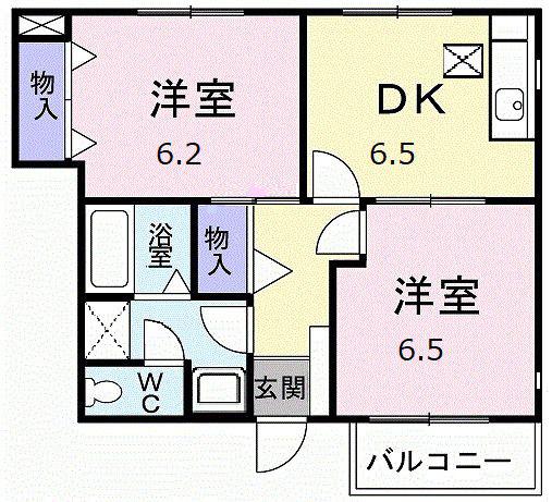 ソレイユガーデン(2DK/1階)の間取り写真