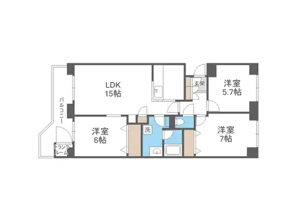 ロピア新川(3LDK/7階)の間取り写真