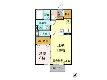 グランドソレイユ(1LDK/2階)の間取り写真