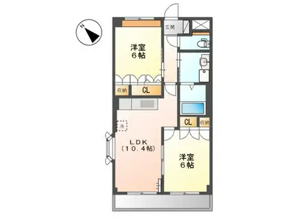 グラン・アムール弐番館(2LDK/3階)の間取り写真