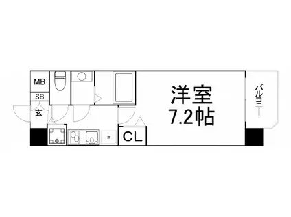 メインステージ大阪福島(1K/4階)の間取り写真