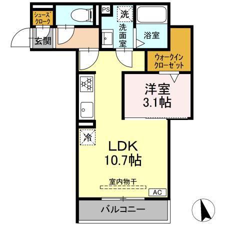 DーHILLS佐藤II(1LDK/3階)の間取り写真
