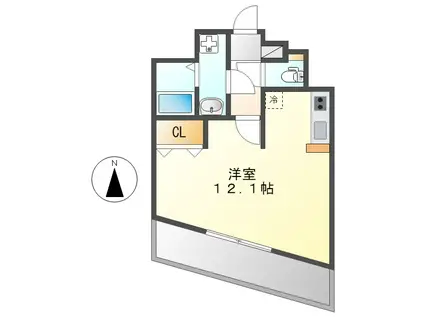 プラウランド名駅(ワンルーム/3階)の間取り写真