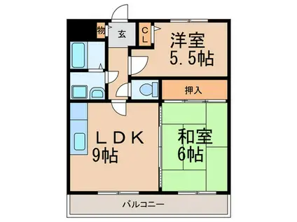 メゾンクレール(2LDK/3階)の間取り写真