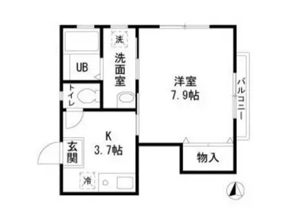 フォレストメゾンNAKANISHI(1K/2階)の間取り写真