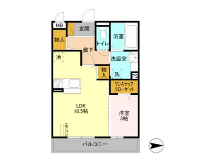 リバーサイド・KIII(1LDK/2階)の間取り写真