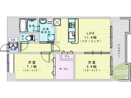 ア・ミュゼ新大阪(2LDK/6階)の間取り写真