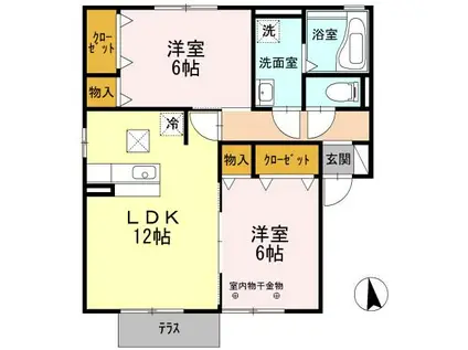 CASA RAFFINA(2LDK/1階)の間取り写真