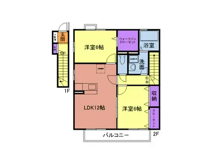 アベニュー弐番館(2LDK/2階)の間取り写真
