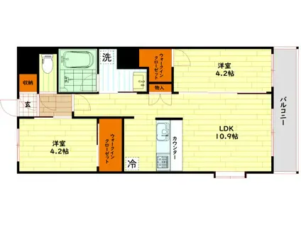 スプランディッド城東関目(2LDK/6階)の間取り写真
