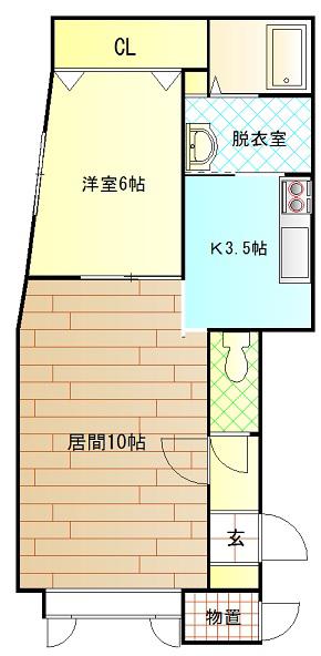 ガイアA(1LDK/2階)の間取り写真