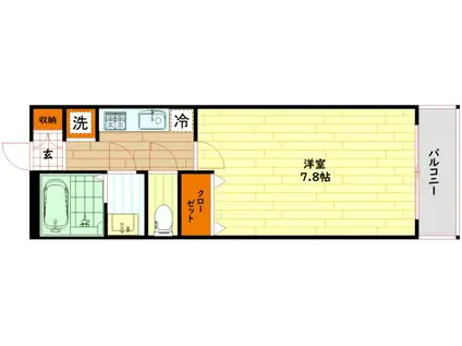 プロスペクト中之島(1K/2階)の間取り写真