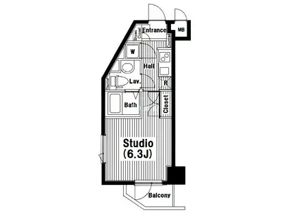 グランドガーラ南麻布(1K/6階)の間取り写真