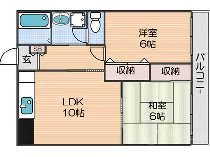 グランドコートN(2LDK/2階)の間取り写真