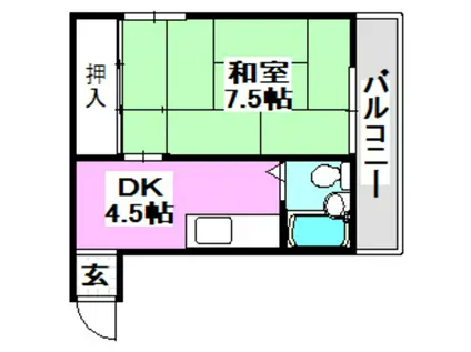 マンション藤(1DK/2階)の間取り写真