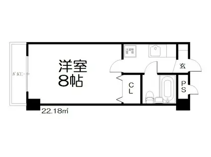 メゾンジョアII(1K/4階)の間取り写真