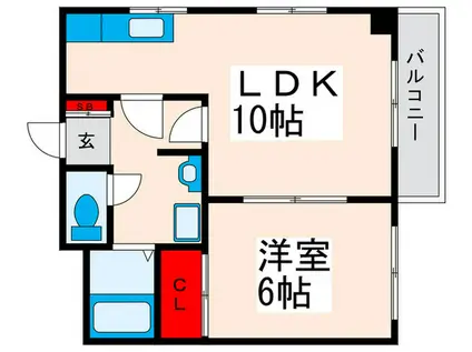 KIハイツ(1LDK/3階)の間取り写真