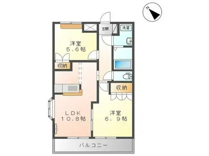メゾン・パルティーダ(2LDK/2階)の間取り写真