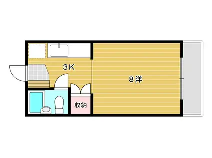 鶴見ヴィル(1K/1階)の間取り写真